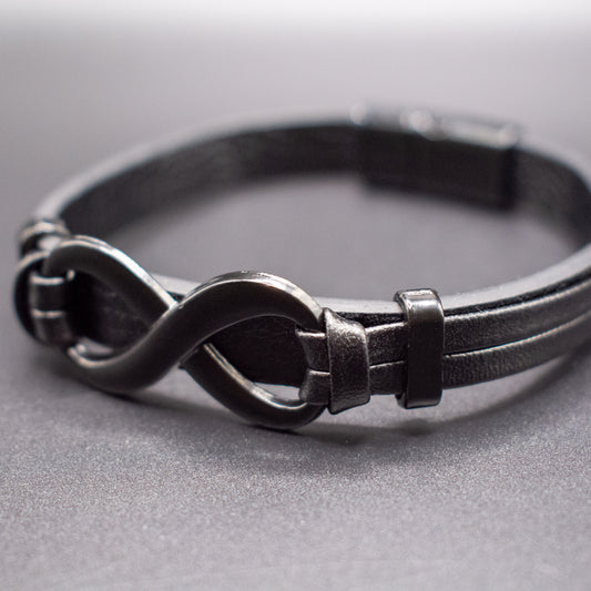 Genuine Leather Men Infinity Bracelet – Magnetic Buckle Woven Bracelet