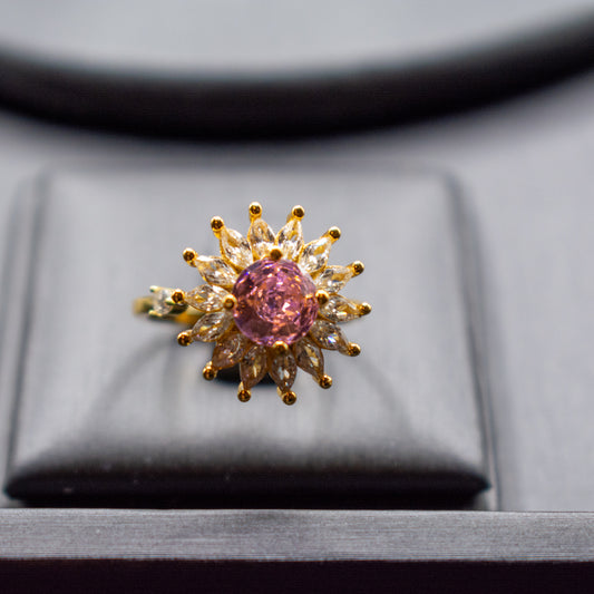 Sterling Silver Adjustable Ring – S925 Gold Plated Sunflower Ring