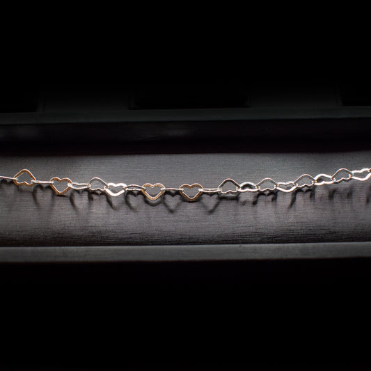 Sterling Silver Heart Chain Bracelet – Diamond Cut 19cm Elegant Jewelry