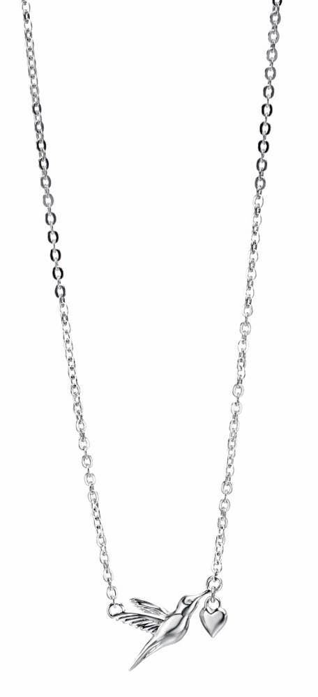 Beginnings Gecko Hummingbird Heart Sterling Silver Necklace