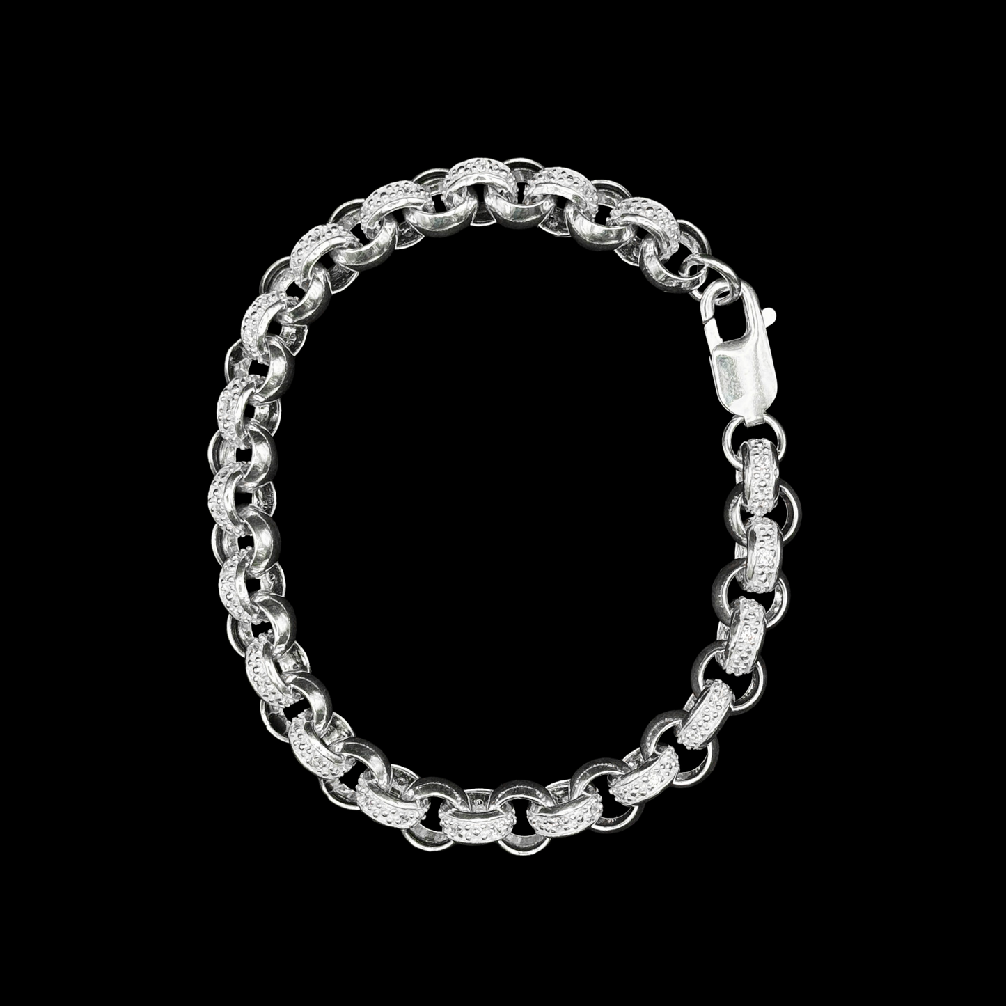 S926 Sterling Silver 7.5" Belcher Bracelet Round 8mm Heavy 19cm Lobster Clasp