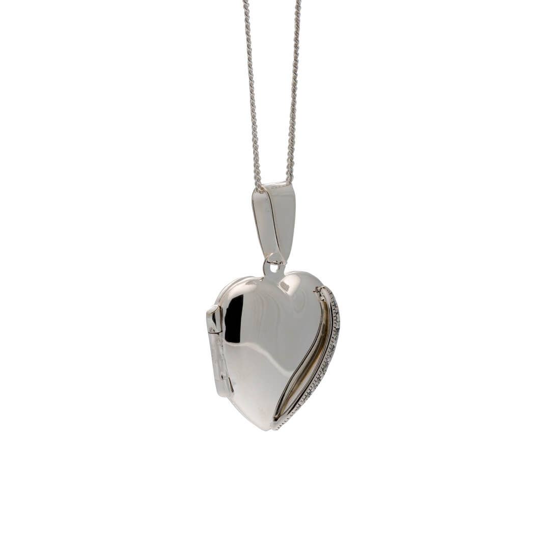 Beginnings Marcasite Heart Locket Sterling Silver Pendant Necklace
