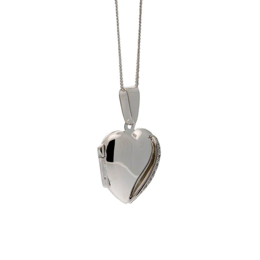Beginnings Marcasite Heart Locket Sterling Silver Pendant Necklace