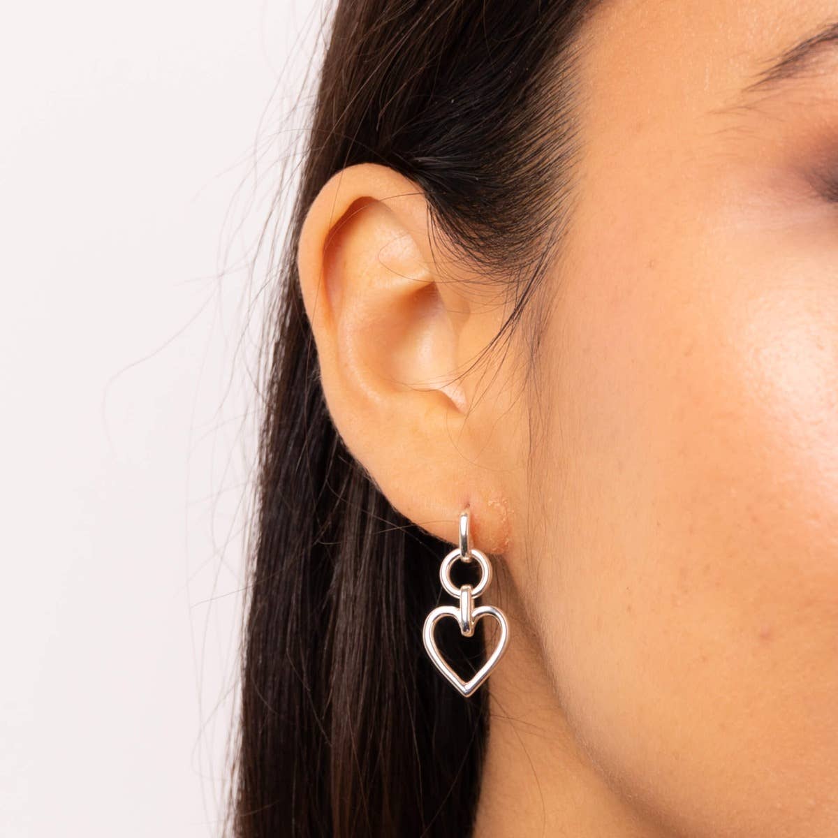 Beginnings Gecko Open Heart Drop Sterling Silver Earrings