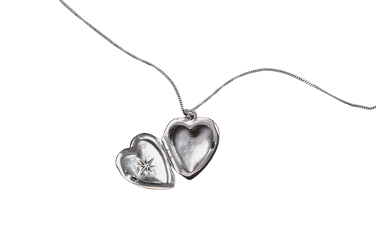 S925 Starburst Heart Locket Sterling Silver Necklace