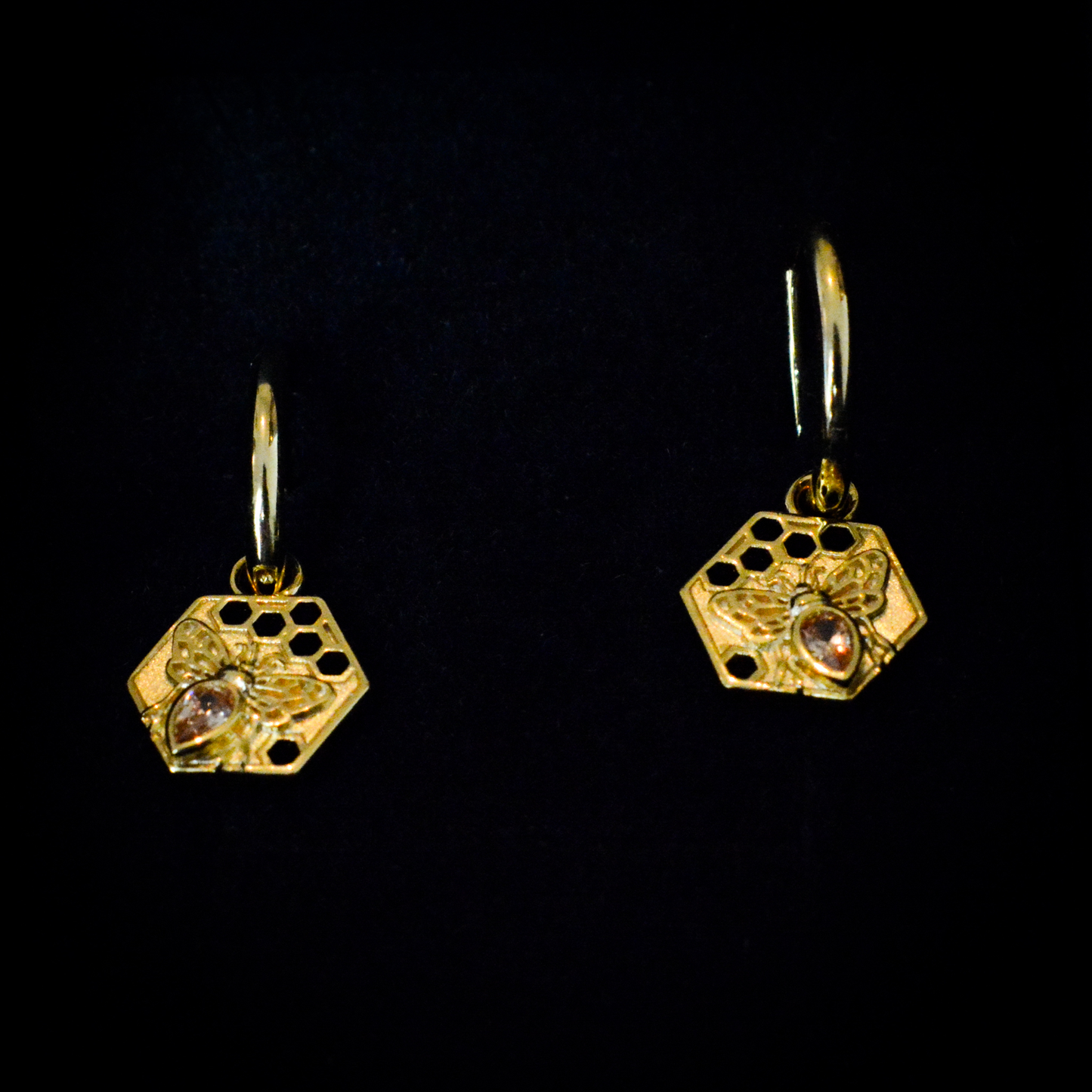Beginnings Hexagon Bee Assembled Hoop Sterling Silver Earrings
