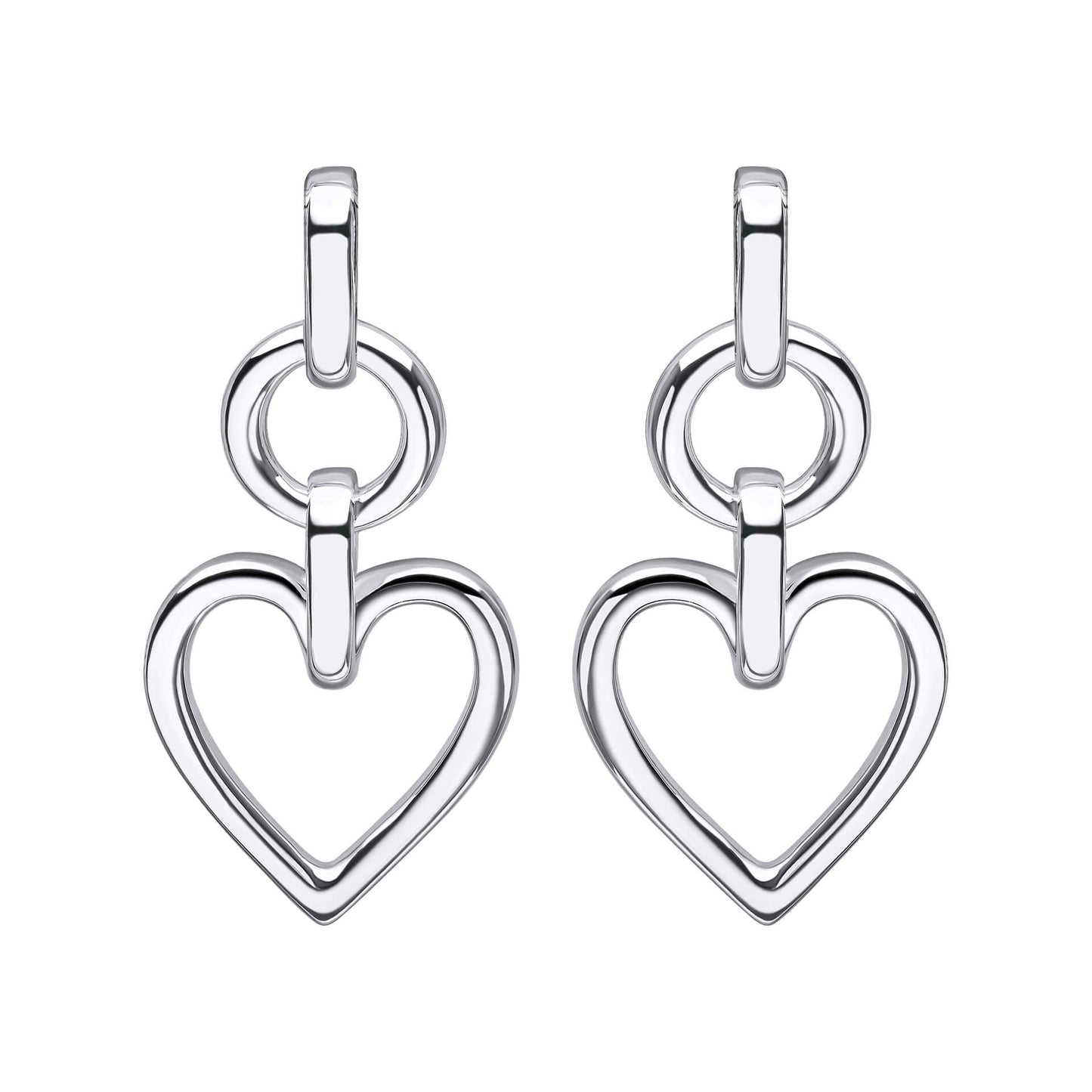 Gecko Open Heart Drop Earrings - 925 Sterling Silver