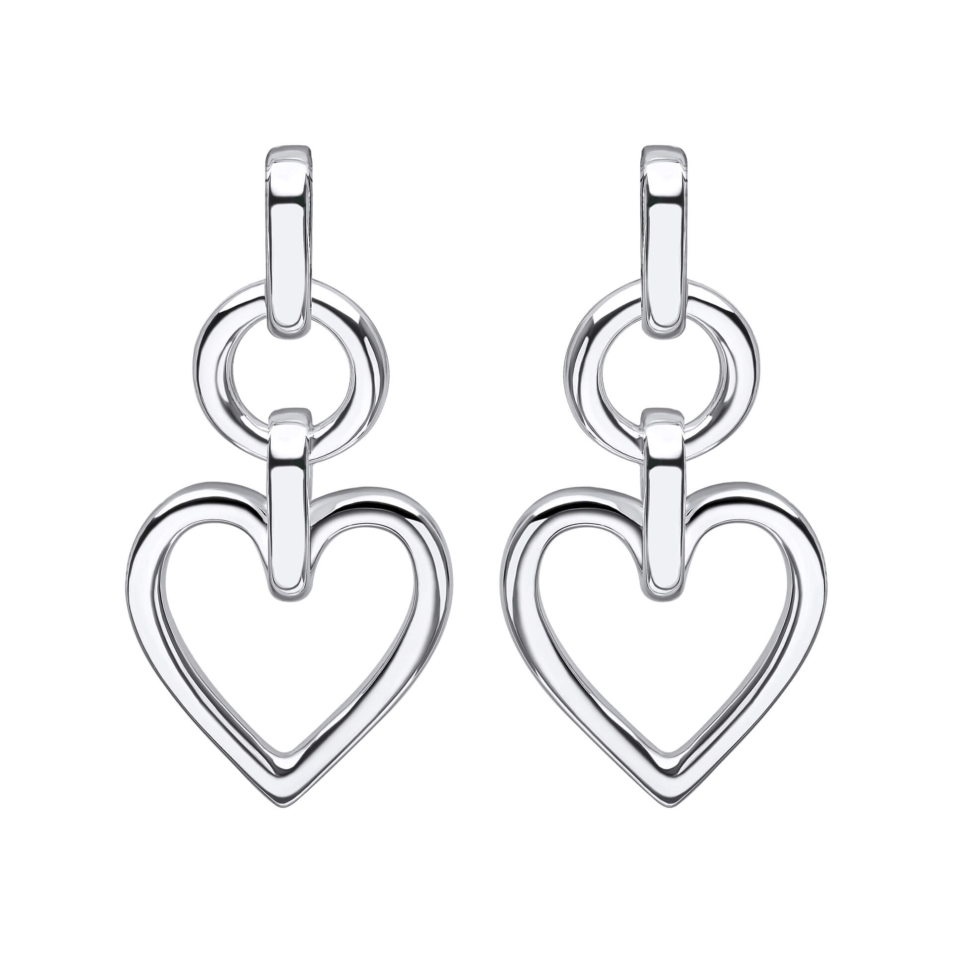 Gecko Open Heart Drop Earrings - 925 Sterling Silver