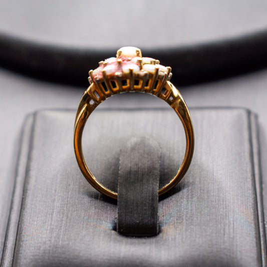 9ct Gold Opal Cluster Ring – Vintage Style Size M (2.7g)